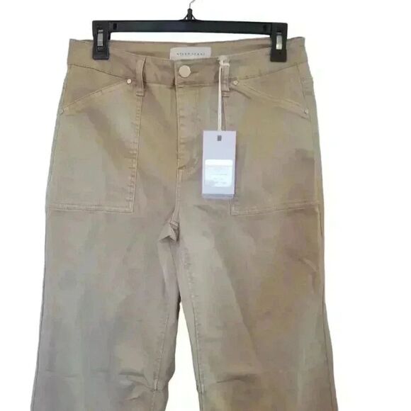 Risen Women's Sand Cotton/Poly/Spandex High Rise Wide Leg Straight Jeans NEW - Picture 2 of 9